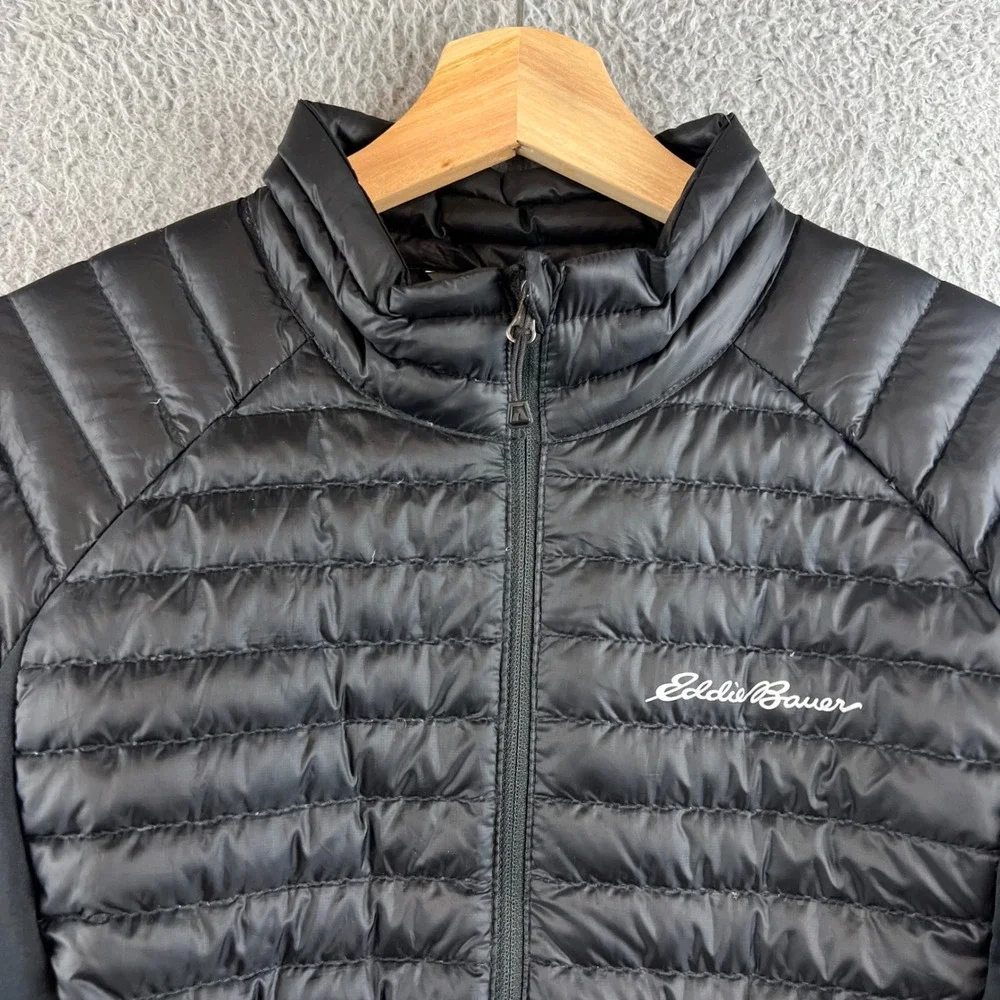 Eddie Bauer First Ascent EB800 Down Jacket Black Puffer Full Zip Womens Large